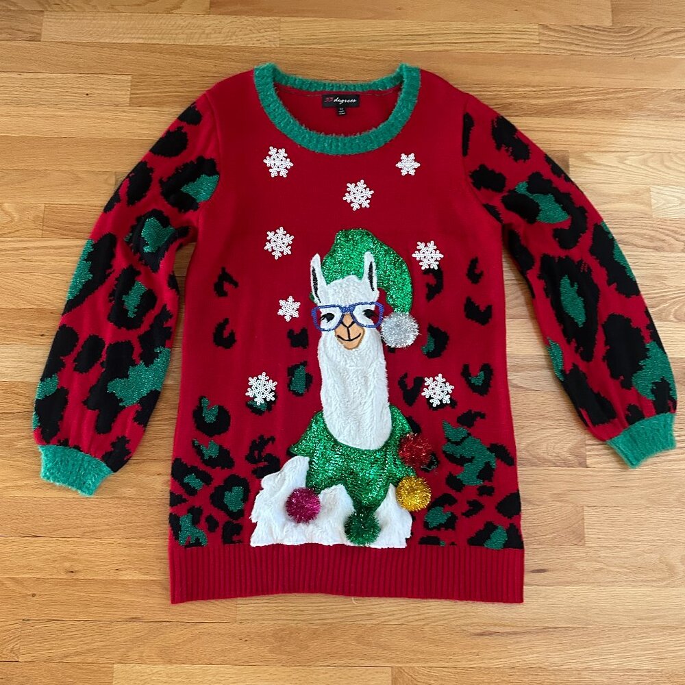 33 Degrees Llama Ugly Christmas Sweater Size XL